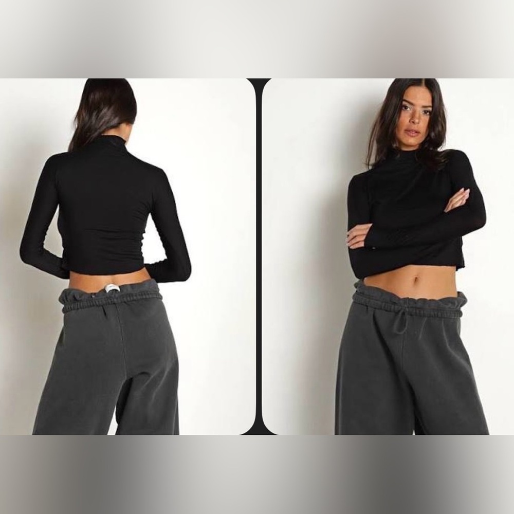 JOAH BROWN luxurious black long sleeve mock neck super soft crop top S / M NWT 🖤